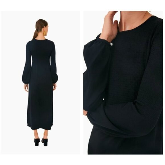 Pomander Place | NEW Black Double Knit Lennox Long Sleeve Maxi Dress Size S - Picture 3 of 13